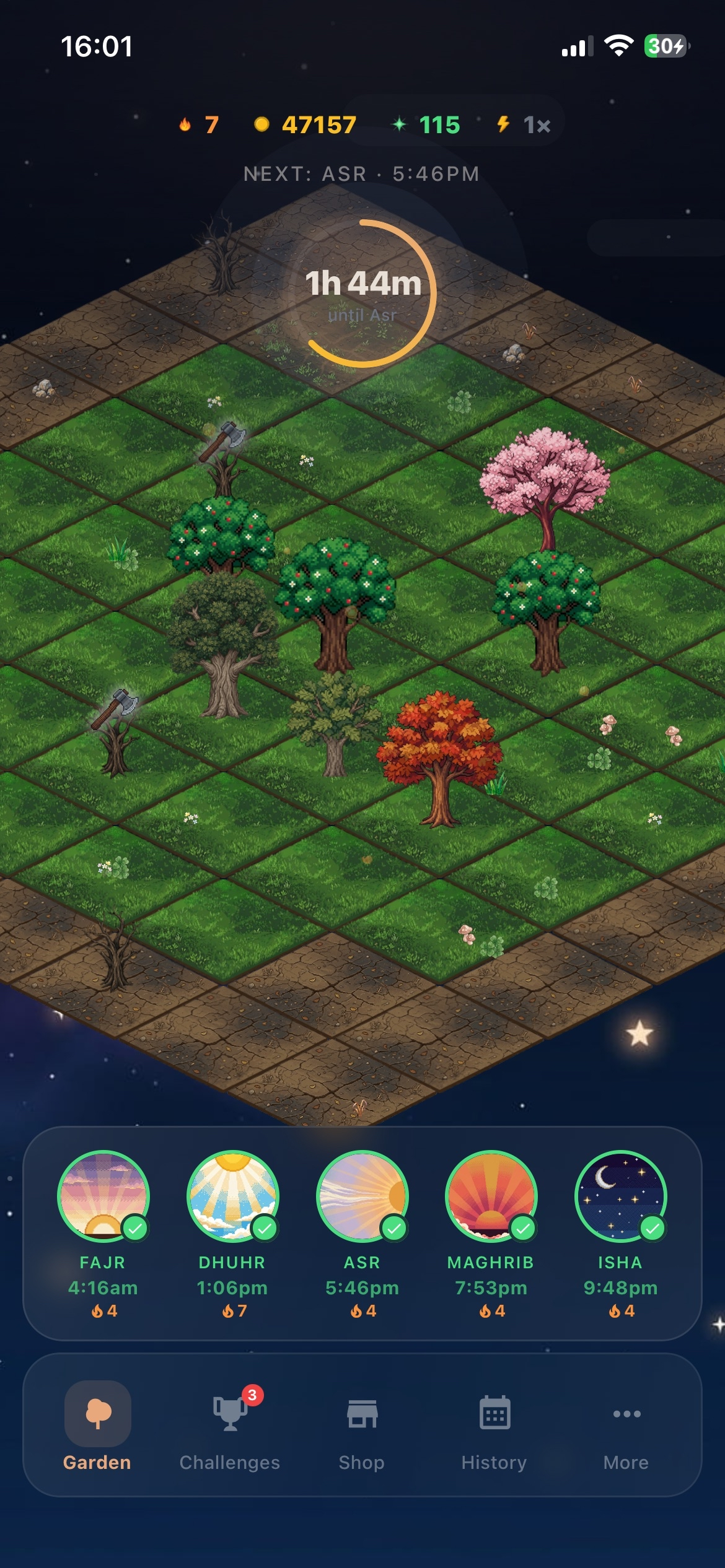 Grow Pray app garden screen